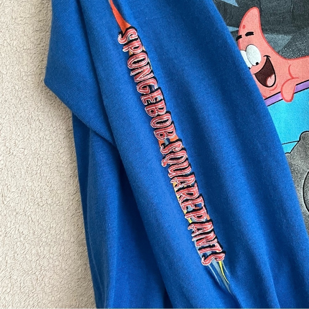Vintage SpongeBob SquarePants Long Sleeve Tee Shirt Kids 8/10 2004 Blue Y2K 90s - Picture 5 of 10